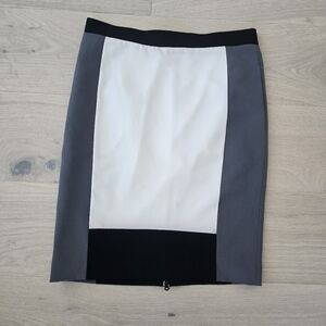 Narciso Rodriguez Black, White, and Gray Pencil Skirt, Size 2